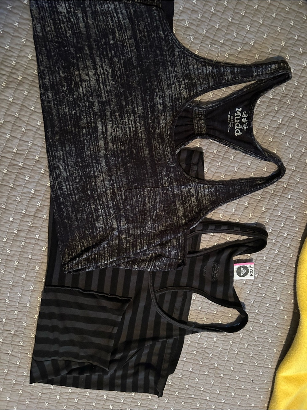 Roxy Black and Dark Gray Striped Racerback Tank and Mudd Tank Size M